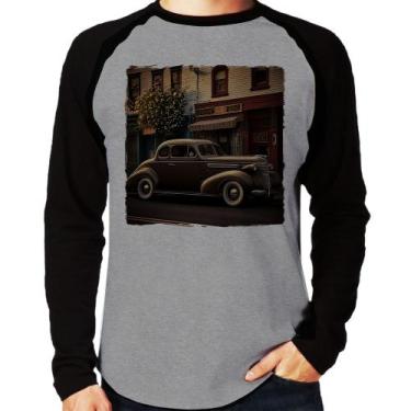 Imagem de Camiseta Raglan Carro antigo na cidade Manga Longa - Foca na Moda, Cin