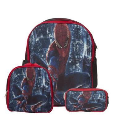 Imagem de Mochila Infantil Homem Aranha Costas Juvenil Grande + Estojo - TOYS 2U