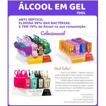 Imagem de Munila alcool em gel slim 30 g antisseptico, chaveiro (cores diversos)