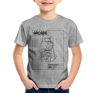 Imagem de Camiseta Infantil Arcade Fliperama Projeto - Foca na Moda, Cinza, 6