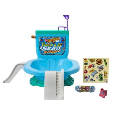 Imagem de Hot Wheels Skate, Pista de Brinquedo Set Bowl de Vaso com 1 Skate e 1 Par de Tênis Removível, Para crianças a partir de 5 anos