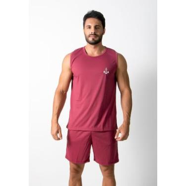 Imagem de Pijama Masculino Basico Regata Liso Adulto Rlc Modas, Vinho, P