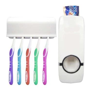 Imagem de Dispenser automático porta escova pasta de dente suporte banheiro - Da