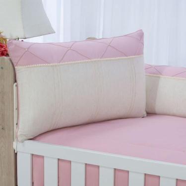 Imagem de kit enxoval para berço bebê MODELO DE TRANÇA MADRI rosê/bege menina ro