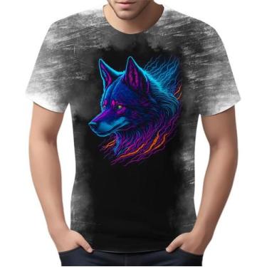 Imagem de Camiseta Camisa Estampada T-shirt Face Lobo Neon Canino 3 - Enjoy Shop
