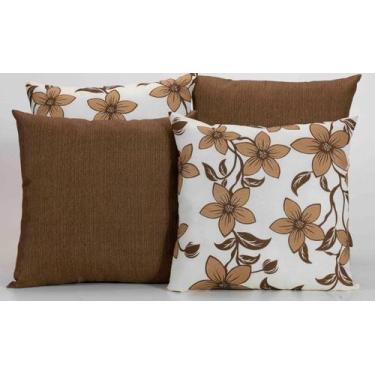 Imagem de Kit com 4 Capas Para Almofadas Decorativas Estampa Branca com Flores M