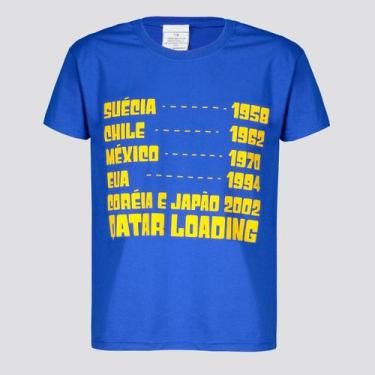 Imagem de Camisa Brasil Copas Infantil Azul - Licenciados, 8 ANOS