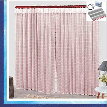 Imagem de Cortina Romantic Semiblackout e Voal 2,00 x 1,70 Para Trilho Comum - Vermelha