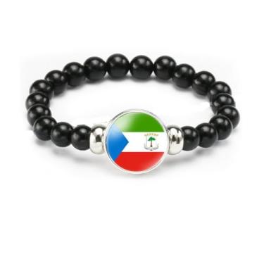 Imagem de vmcoatdu Pulseira de bandeira nacional com contas de corda elástica apoia seu país viagem lembrança presentes para homens e mulheres, One size, Liga metálica, Vidro