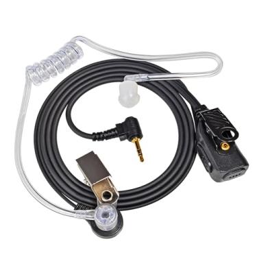 Imagem de YNIBST Fone de ouvido de vigilância Walkie Talkie de 1 pino de 2,5 mm com tubo acústico transparente e microfone PTT para rádio bidirecional Motorola Talkabout Series T605 H2O T200 T260 T800