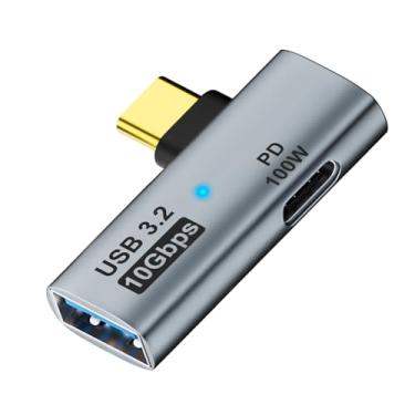 Imagem de AreMe Adaptador 2 em 1 USB C para USB 3.2 com porta de carregamento de 100 W, conversor Thunderbolt 4/3 OTG para Rog Ally, Steam Deck, Quest 2, iPhone 15 Series, iPad, MacBook e mais dispositivos tipo