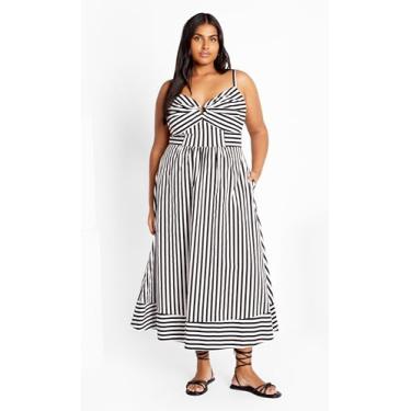 Imagem de City Chic Vestido feminino listrado Zaya, Listra preta, 48