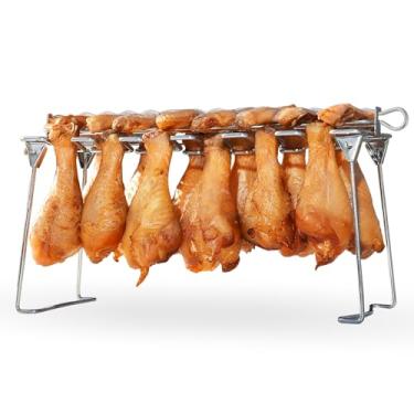 Imagem de Suporte de perna de frango para forno de grelha de defumador - Rack de asa de frango em forma de peixe com 12 compartimentos - antiaderente, fácil de usar, seguro para lava-louças, rack de frango de