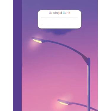 Imagem de Wonderful World: Composition Notebook Purple Light Wide Ruled Lined Paper Notebook Journal, Workbook for Teens Kids Students Girls for Home School College | 120 Pages - 7.44 x 9.69'