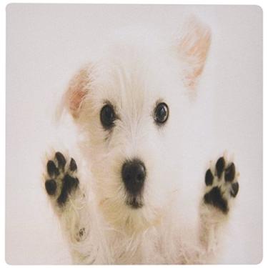 Imagem de 3dRose LLC Mouse pad 20,3 x 20,3 x 0,63 cm, adorável filhote de Westie com patas no vidro (mp_101697_1)