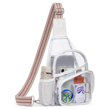 Imagem de QOECI Bolsa transparente para eventos de estádio, bolsa transversal transparente, bolsas transparentes para mulheres e homens, bolsa transparente para estádio para esportes de concerto, branca,