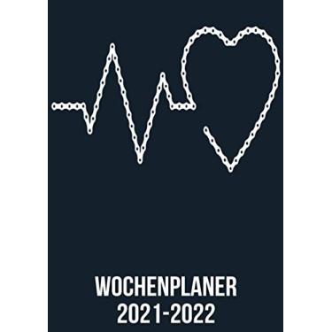 Imagem de Wochenplaner 2021-2022: 2 Jahres Wochenplaner zum notieren, organisieren und planen DIN A4. Kalender/Terminkalender/Kontakt- / Geburtstags ... und 2022 / Fahrrad Kette Heartbeat Herzschlag