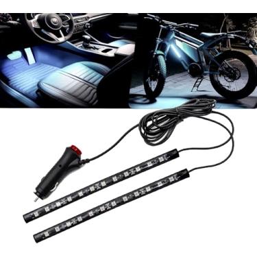 Imagem de Luzes interiores LED CC 12 V assento luz ambiente acendedor de cigarro, painel de incerto de carro tira de luz LED DRL faixa de luz do dia luzes de atmosfera do carro - 2 divisores em 1 branco