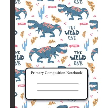 Imagem de Primary Composition Notebook: Dinosaur Theme, Dotted Midline with Picture Space, Composition Book Primary Journal Draw Top Lines Bottom