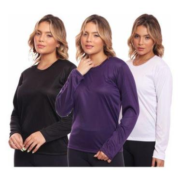Imagem de Kit 3 Camisas Feminina Camiseta Térmica Proteção Solar Uv - MC Digital