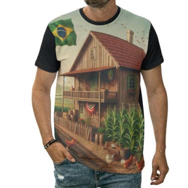 Imagem de Camiseta Roça Brasileira Vida Rural Sítio Bandeira Do Brasil - Darkwoo