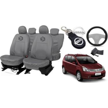 Imagem de Conjunto capa couro cinza Livina 09-14 + chave premium - ferro tech