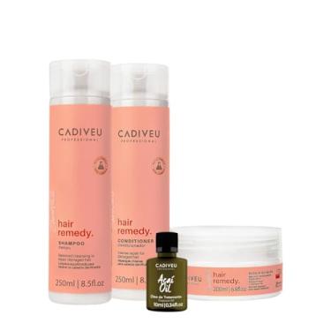 Imagem de Kit Cadiveu Essentials Hair Remedy Shampoo Condicionador Máscara e Açaí Oil (4 produtos)