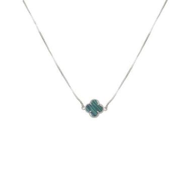 Imagem de Colar Flor Trevo Virgínia Blogueira Verde Banhado Prata 925 - Papillon