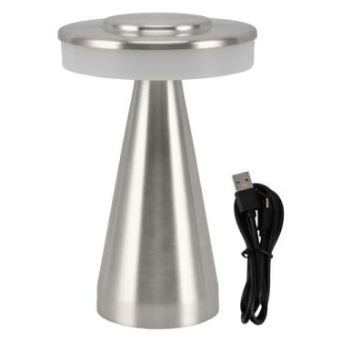 Imagem de GRCFUMO portátil LED LEITO NOITE LUZ, Lâmpada recarregável com 3 Controle de Touch Tow Toups Toup Toup, pequeno luminador de mesa sem fio para creche infantil, restaurante, quarto (Prata)