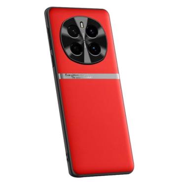 Imagem de LYJSMGZ Capa fina para Honor Magic 7 Pro/7, homens e mulheres, capa de couro vegano líquido, luxuosa, proteção total para lentes antiqueda, vermelha, 7