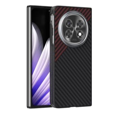 Imagem de FWYANZH Capa magnética para Oppo Find N5, capa de telefone padrão de fibra de carbono, proteção de lente de câmera, capa ultrafina antiqueda, vermelha, Find N5