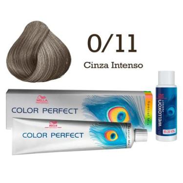 Imagem de Coloração Color Perfect 0/11 Cinza Intenso + Oxidante Welloxon 20 Volu
