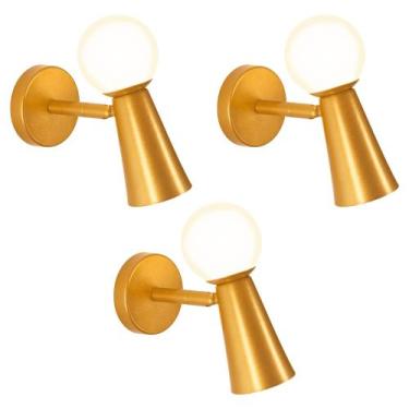 Imagem de Kit 3 Arandelas Luminária Parede Globo Articulada Dourado - Singleligh