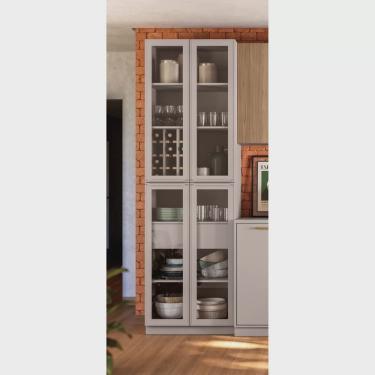 Imagem de Cristaleira 4 Portas em Vidro 230cm de Altura 100% Mdf Dobradiças Slow Motion Essence Itatiaia