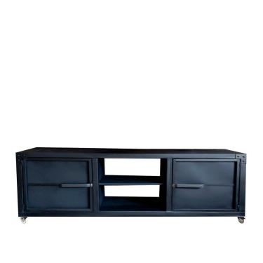 Imagem de Rack para Tv Queens Estilo Industrial Em Ferro Preto 190cm