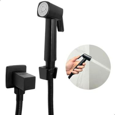 Imagem de Ducha Higiênica Completa Preto Fosco Abs Chuveirinho Íntimo Bidê Mangu