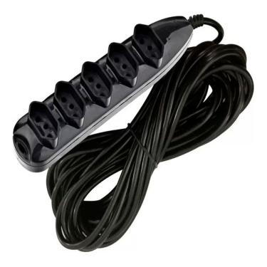 Imagem de Extensão Cabo Elétrico 3 Metros 5 Tomadas 3 Pinos Bivolt