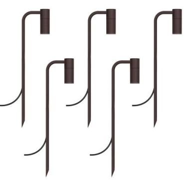 Imagem de Kit 5 Luminárias Espeto De Jardim Foco Balizador Marrom 50Cm - Single 