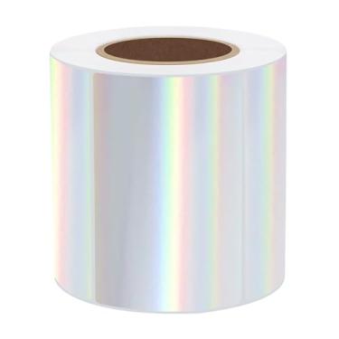 Imagem de Etiquetas térmicas holográficas de 7 x 5 cm, etiquetas adesivas térmicas prateadas com glitter, adesivos de impressora térmica à prova d'água para preço, código de barras, nome, design de logotipo