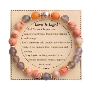 Imagem de KSQS Pulseira De Contas De Pedras Curativas Para Mulheres, Pulseira De Proteção E Equilíbrio Com Pedras Preciosas Naturais, Pulseira De Contas De Cristal Espiritual Para Alívio Da Ansiedade Com Car