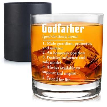 Imagem de Wrappiness Copo de uísque Godfather com impressão de definição - Presentes exclusivos de proposta e batismo, copo de bourbon à moda antiga para o Dia dos Pais, Natal, copo de vinho de 325 ml de