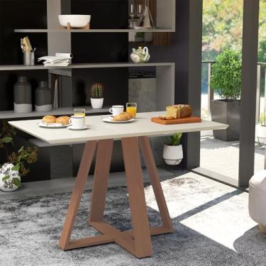 Imagem de Mesa Retangular Jantar 120x77cm Manu Off White Base Madeira Maciça