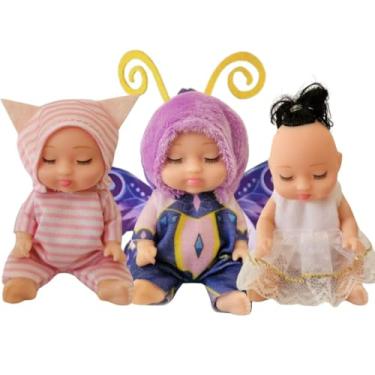 Imagem de Mini Bonecas Bebê Reborn Com Pijama - Kit 3 Unidades | Bonequinhas Fofas (Coleção 4)