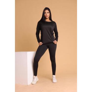 Imagem de Camiseta Manga Longa Feminina Moda Fitness Roupa De Academia - Jinking