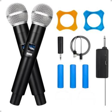 Imagem de Microfone Dinâmico Duplo UHF Sem Fio, Profissional, Ideal para Festas, Eventos, Karaokê, Palestras e Aulas, Captação de Premium, Alcance Longo, Receptor Inclusos M87 (Preto)