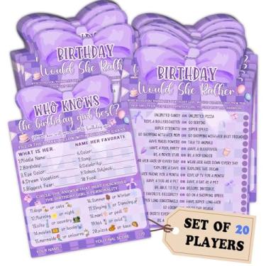 Imagem de Who Knows the Best Birthday Game Cards de aniversário, pacote com 20, artigos de festa do pijama para meninas, cartões divertidos de perguntas e respostas, perfeito para festas do pijama e celebrações