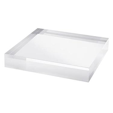 Imagem de CiaoHER Bloco De Exibição De Cubo De Acrílico Sólido De 2 Pol. De Espessura, Pedestal Polido Transparente, Base Sólida De 2" X 12" X 12", 1 Pacote