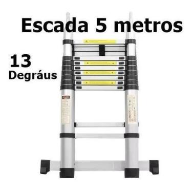 Imagem de Escada Telescópica de Alumínio 5 metros 13 Degraus dupla - nakasaki