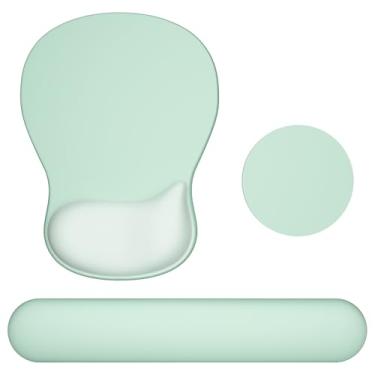 Imagem de Ospelelf Teclado descanso de pulso ergonômico mouse pad com conjunto de descanso de pulso, suporte de pulso de gel para teclado de computador com espuma de memória conforto para alívio da dor e fácil