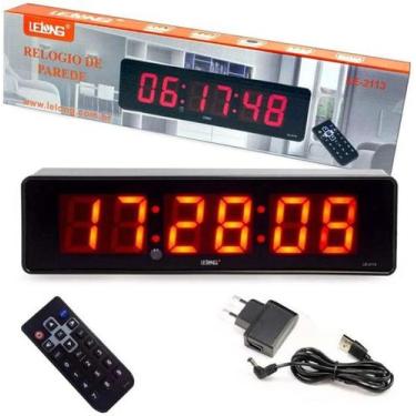 Imagem de Cronometro Relógio Led Digital Parede Mesa Com Controle 2113 - Lelong 
